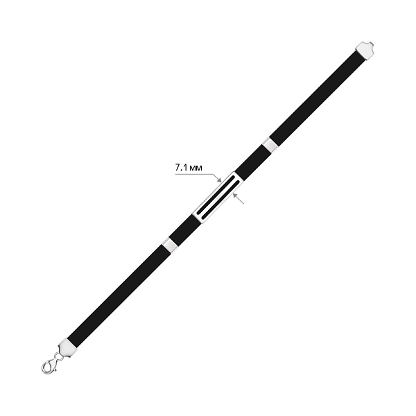 Браслет из каучука с серебряными вставками (арт. 7609/5064) – изображение 2