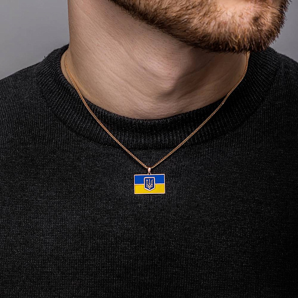 Патріотичний золотий підвіс Прапор України і Тризуб (арт. 424827есж) – зображення 4