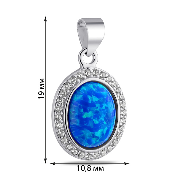 Серебряная подвеска с опалом и фианитами (арт. 7503/4640Пос) – изображение 2