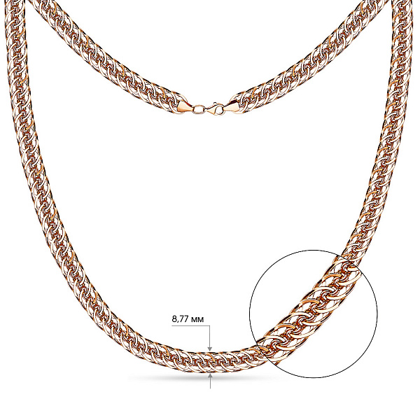 Золотое колье в красном цвете металла (арт. 350842) – изображение 3