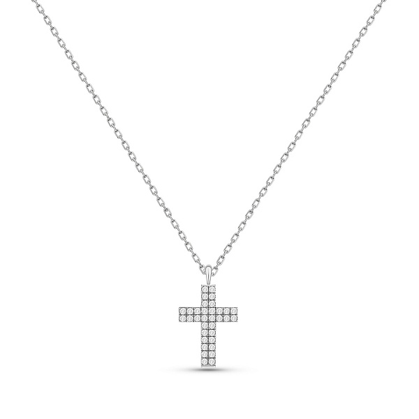 Серебряное колье Крестик с дорожкой из фианитов (арт. 7507/2341) – изображение 1