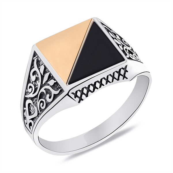Серебряная печатка с золотой накладкой (арт. 7206/0635.10о) – изображение 1
