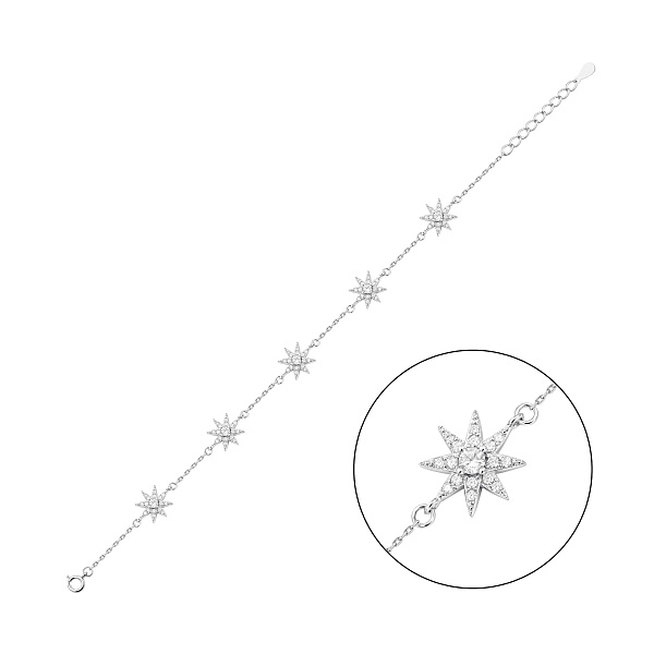 Серебряный браслет с подвесками с фианитами (арт. 7509/5303) – изображение 1