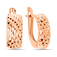 Фото Золотые серьги прямоугольной формы с алмазной гранью (арт. 120601)