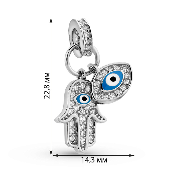Серебряный кулон с эмалью и фианитами (арт. 7503/4411е) – изображение 2