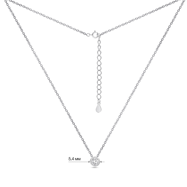 Серебряное колье с одним фианитом (арт. 7507/1064/3) – изображение 2