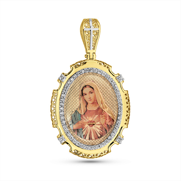 Золотая ладанка Дева Мария с фианитами (арт. 4401034ж) – изображение 1