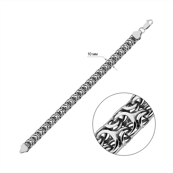 Серебряный браслет плетения Рамзес (арт. 03122931ч) – изображение 2