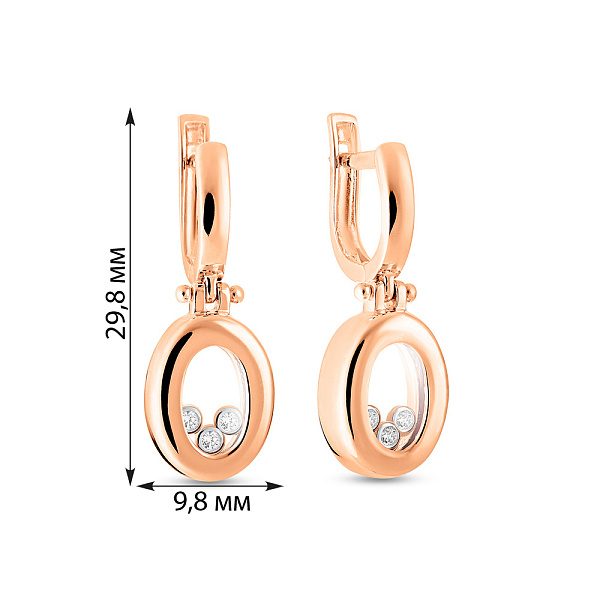 Золотые серьги подвески с фианитами (арт. 101053) – изображение 2
