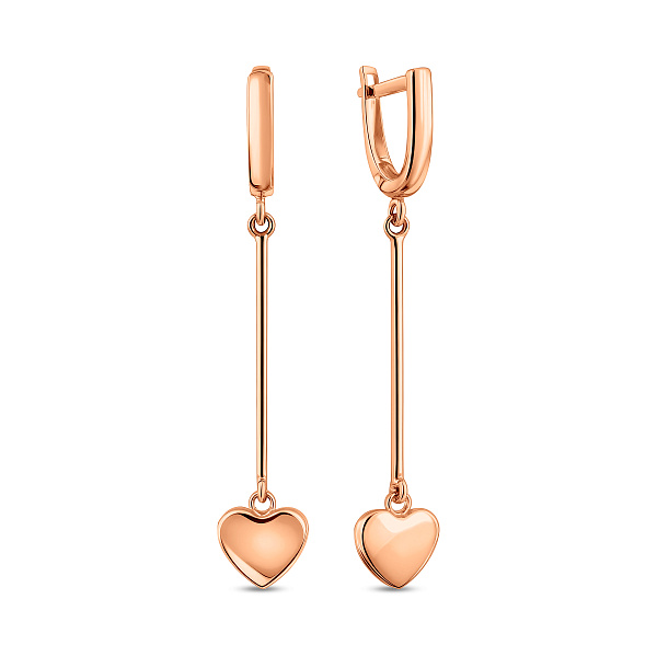 Серьги из красного золота с подвесками Сердечки (арт. 110505) – изображение 1