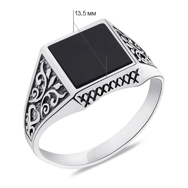 Серебряная печатка с ониксом (арт. 7906/0637.10о) – изображение 2