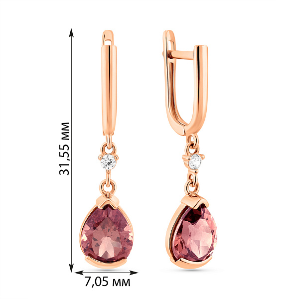 Золотые серьги-подвески с кварцем (арт. 111245ПрГ) – изображение 3