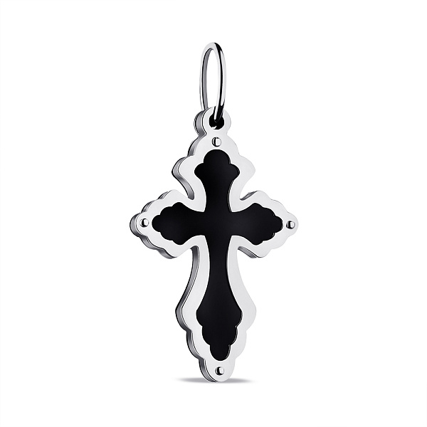 Серебряный крестик с ониксом (арт. 7503/3927о) – изображение 1