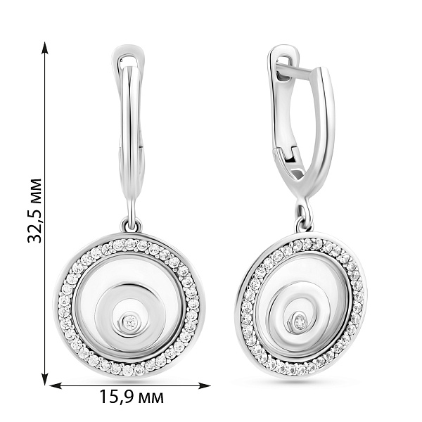 Серьги из белого золота с фианитами (арт. 103687б) – изображение 2