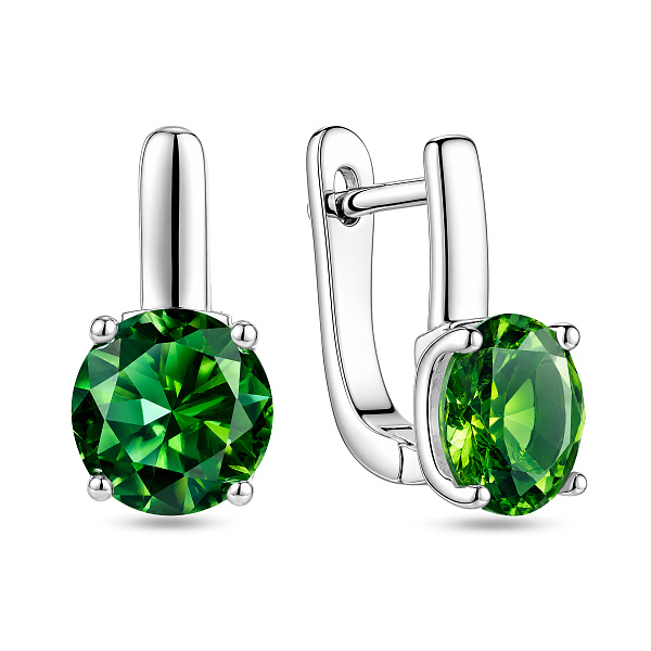 Серебряные серьги с зеленым альпинитом (арт. 7502/9446аз) – изображение 1