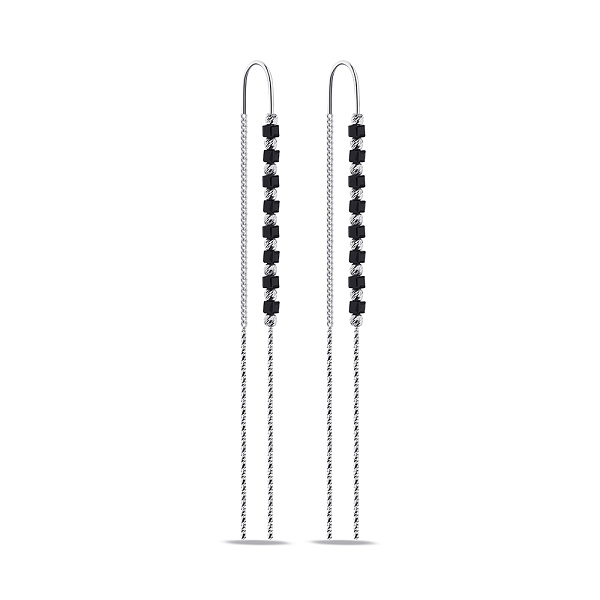 Серебряные серьги-протяжки с ониксом (арт. 7502/9341о) – изображение 1