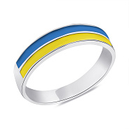 Фото Серебряное кольцо с Флагом Украины (арт. 7501/0996егжкю)