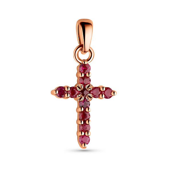 Крестик из золота с рубинами (арт. 3100785201р) – изображение 1