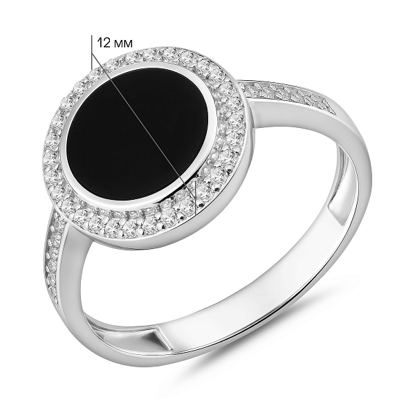 Золотое кольцо Лýна с эмалью и фианитами (арт. 140692бе) – изображение 2