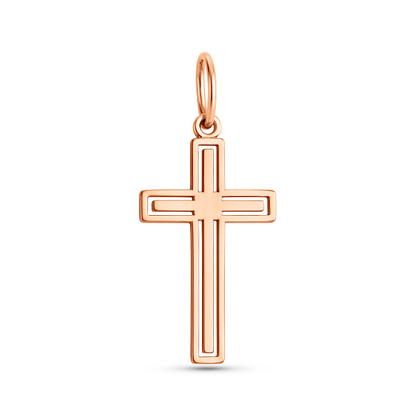 Крестик из красного золота без камней (арт. 440802/18) – изображение 1