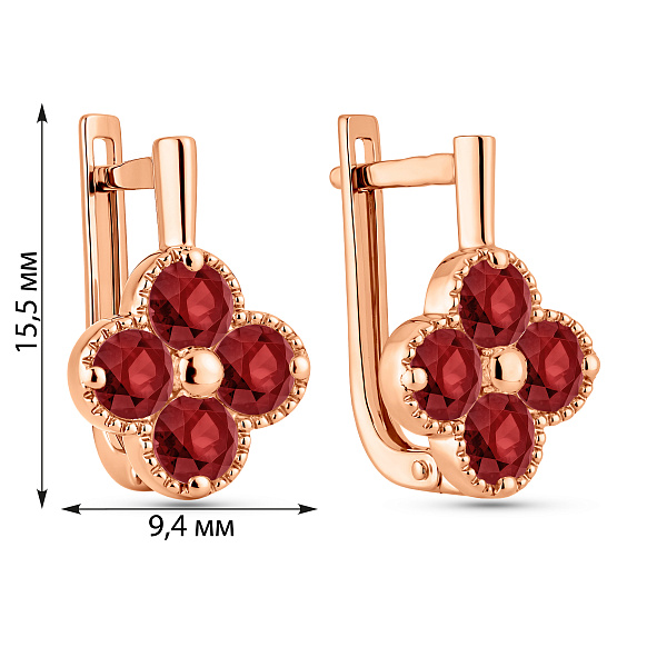 Серьги из красного золота с гранатом (арт. 111246Пк) – изображение 3