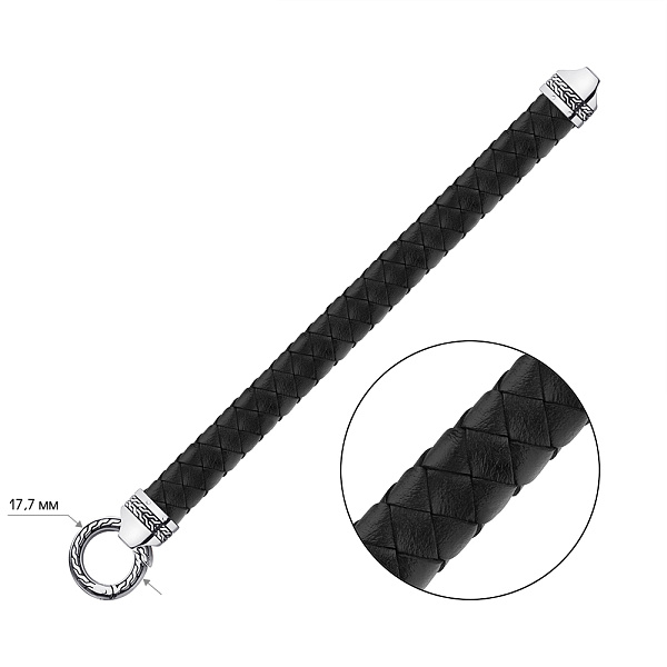 Браслет из кожи с серебряными вставками (арт. 7609/4676) – изображение 4