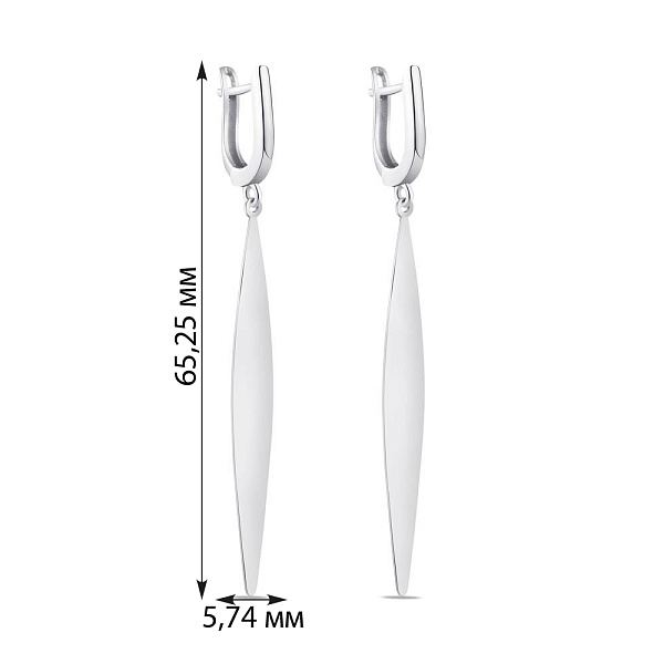 Сережки подвески из серебра без камней (арт. 7502/4290) – изображение 2