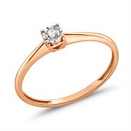 Фото Золотое кольцо с бриллиантом (арт. К011698005)