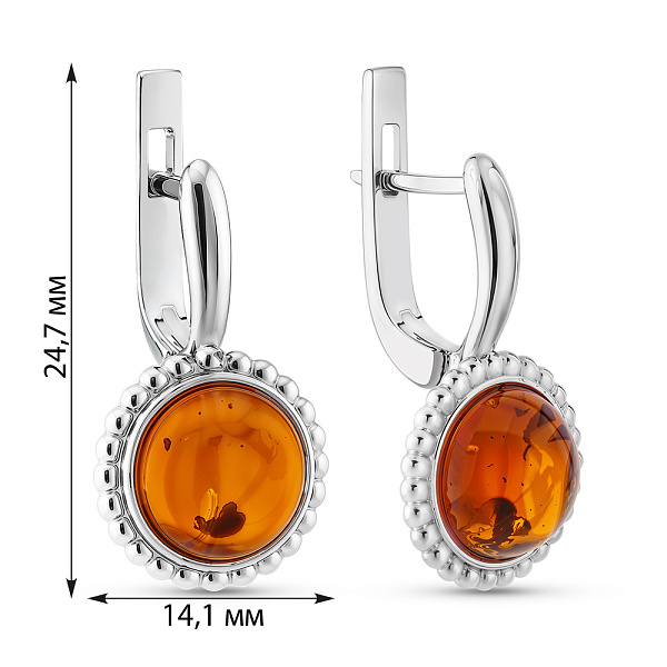 Серебряные серьги с янтарем (арт. 7502/638ЯС) – изображение 2