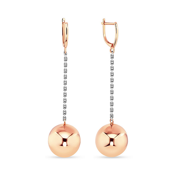 Сережки «Шарики» из комбинированного золота (арт. 101039) – изображение 1