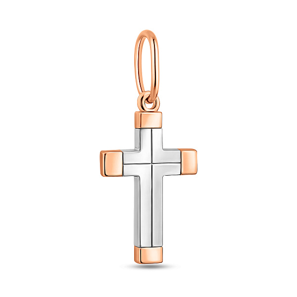 Крестик из красного и белого золота (арт. 440751кб) – изображение 1
