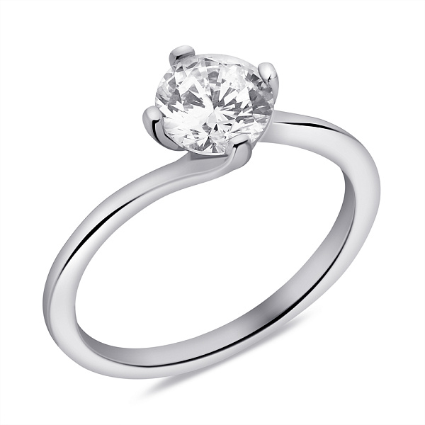Серебряное кольцо с одним фианитом (арт. 7501/6960) – изображение 1