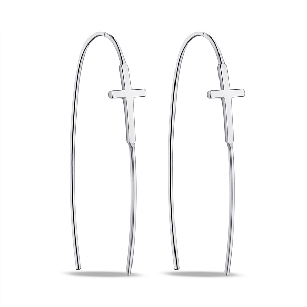 Серебряные серьги Крестики без камней (арт. 7502/4921) – изображение 1