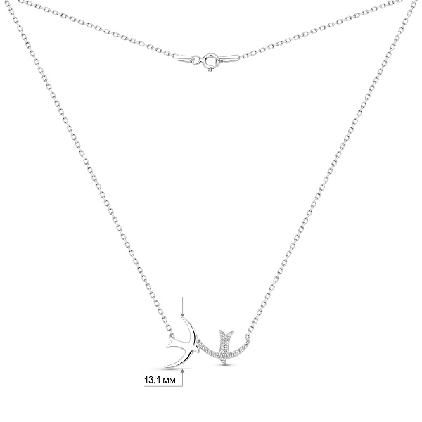 Серебряное колье Птички с фианитами (арт. 7507/2542) – изображение 3