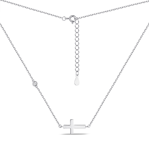 Серебряное колье крестик с одним фианитом (арт. 7507/2234) – изображение 2