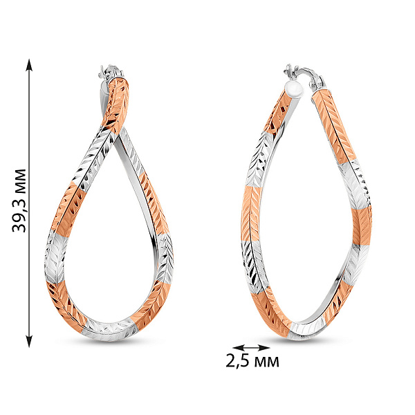 Сережки з білого і червоного золота (арт. 1091732/35бк) – зображення 4