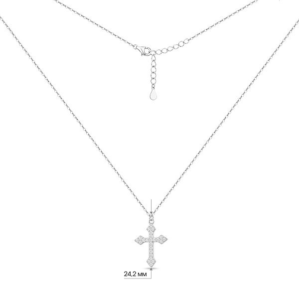 Серебряное колье с подвеской крест с фианитами (арт. 7507/2441) – изображение 3
