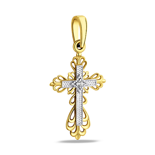 Золотая подвеска-крестик с фианитом (арт. 440542ж) – изображение 1