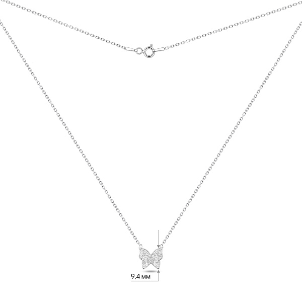 Серебряное колье с подвеской бабочка с фианитами (арт. 7507/2554) – изображение 3
