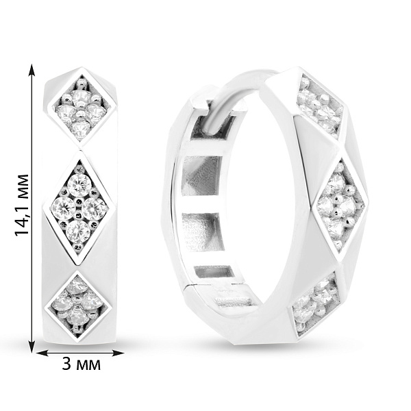 Серьги-кольца золотые с фианитами (арт. 1091522/15б) – изображение 4