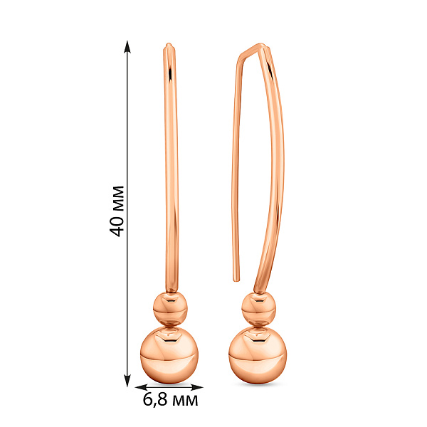 Сережки Шарики из красного золота (арт. 100965/1) – изображение 3