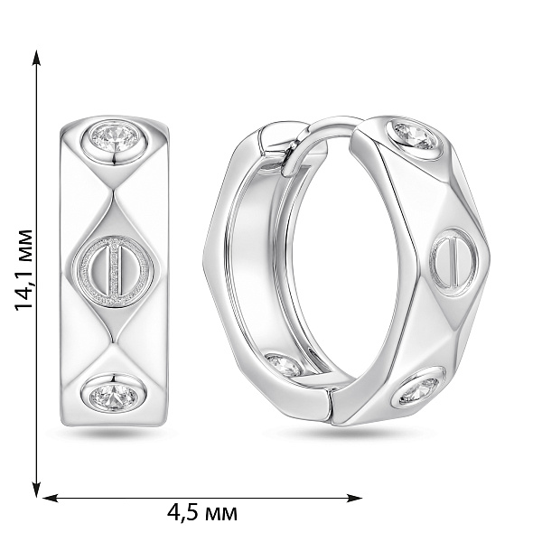 Серебряные серьги-кольца с фианитами (арт. 7502/10149/15) – изображение 2