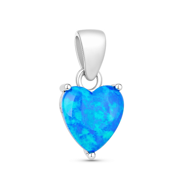 Серебряная подвеска сердечко с опалом (арт. 7503/4727Пос) – изображение 1