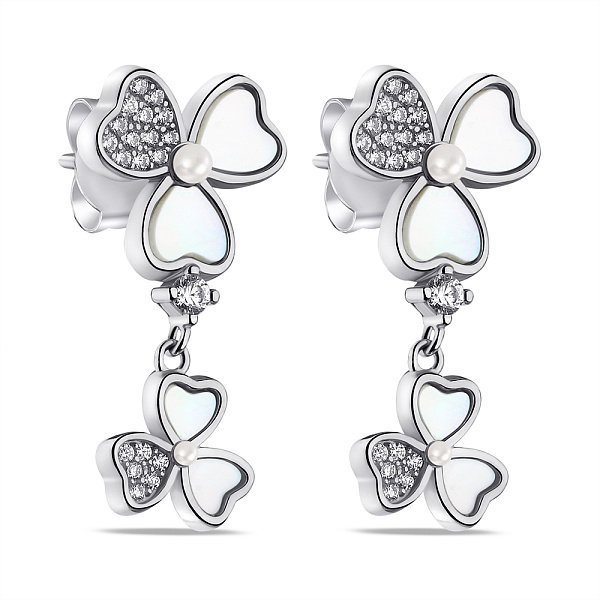 Серебряные серьги с жемчугом и перламутром (арт. 7518/6810п) – изображение 1