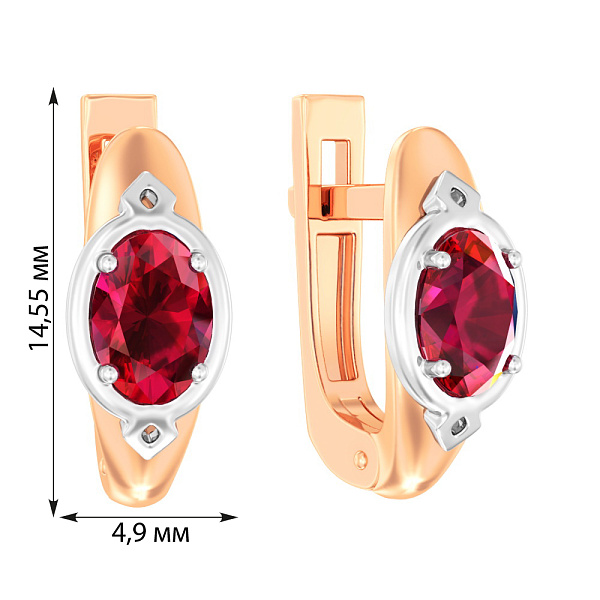 Золотые серьги с рубином (арт. 119100ПР) – изображение 2