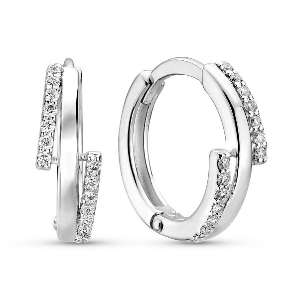 Серьги-кольца из белого золота с бриллиантами (арт. С011388005б) – изображение 1