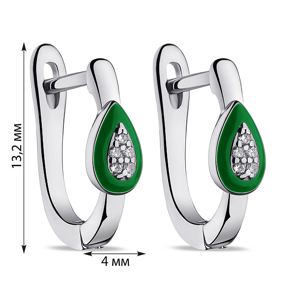 Серьги из серебра с эмалью и фианитами (арт. 7502/9497ез) – изображение 2