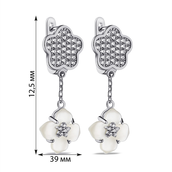 Серьги из серебра с перламутром и фианитами (арт. 7502/9601п) – изображение 2