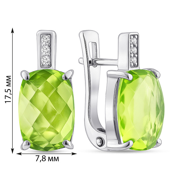 Серебряные серьги с крупным хризолитом (арт. 7502/2157410Хрз) – изображение 2