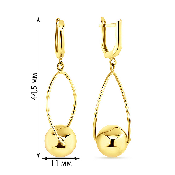 Серьги-подвески из желтого золота (арт. 106936ж) – изображение 4